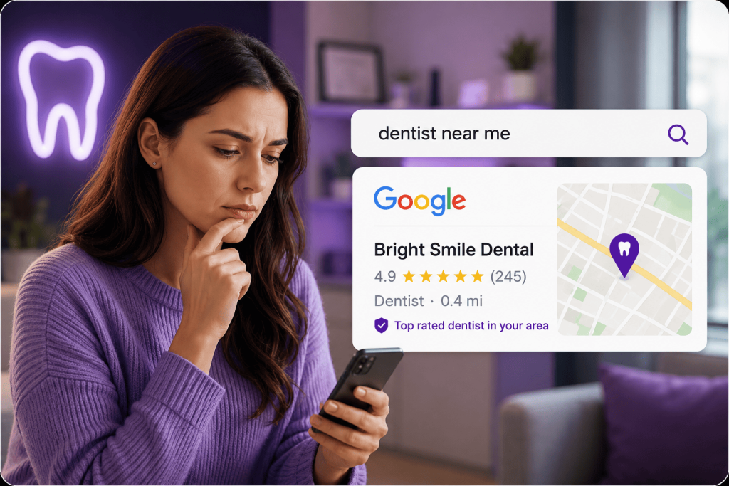 Patient searching "dentist near me" on Google in Florida