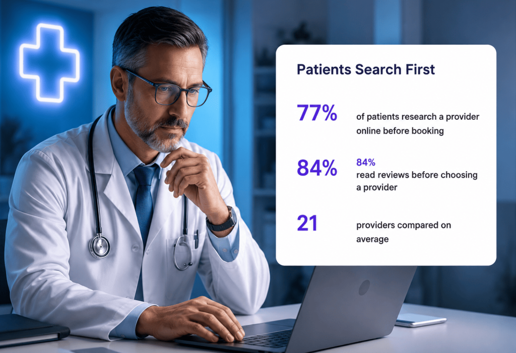 Patient searching for a doctor near me on Google in Florida