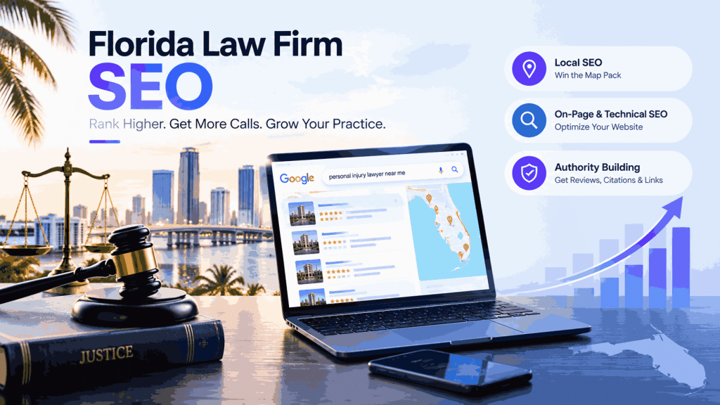 Florida law firm SEO strategy on laptop