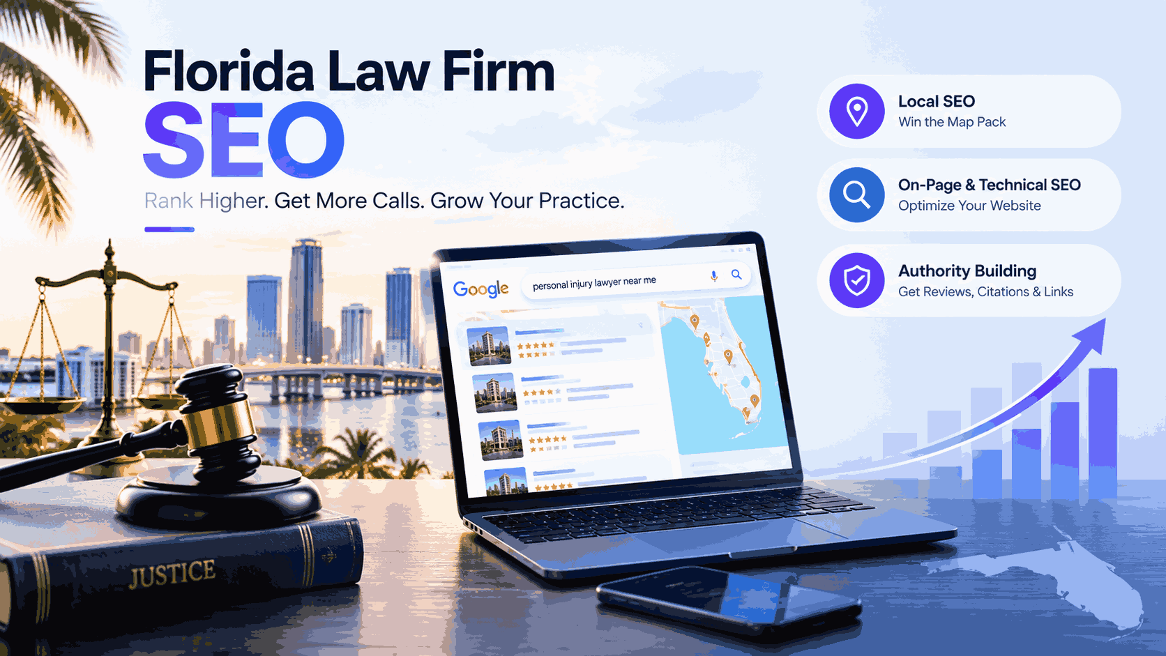 Florida law firm SEO strategy on laptop
